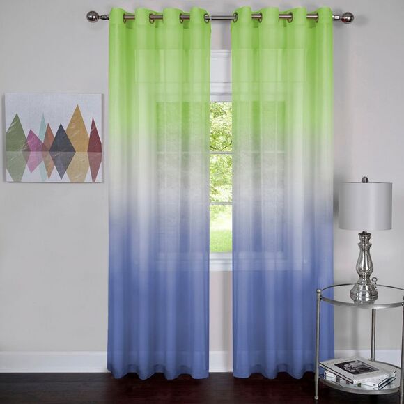 Ben&Jonah Other - Green Rainbow Faded Modern Window Curtain Panel: 52" x 84", 8 Grommet Panel
